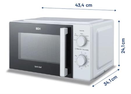 Microondas BGH B118MB25 QuickChef Mecánico Inverter 18L Blanco