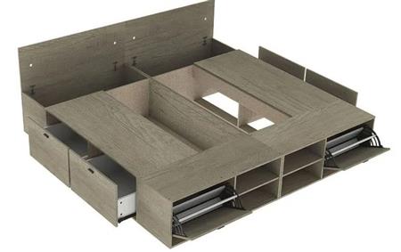 Cama Box MOSCONI BENETHON 57247 2 plazas Gris Nebraska 200x200cm