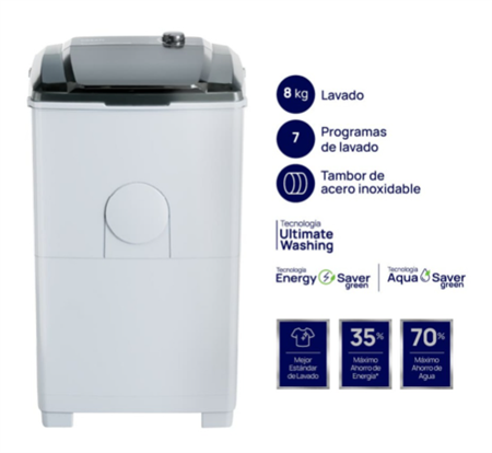 Lavarropas Semiautomático DREAN LTDR87SB0 8 Kg Blanco