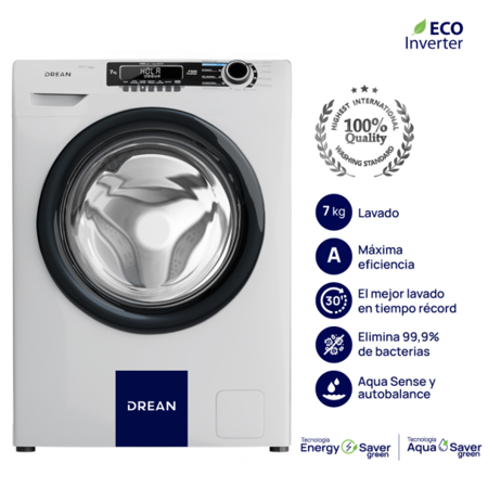 Lavarropas DREAN LCFDR0710SB0 Ecoinverter 7 KG 1000 RPM Blanco