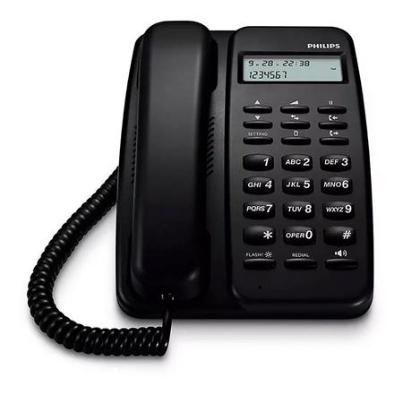 Teléfono PHILIPS CRD150B/77 Fijo Mesa/Pared Negro