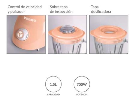Licuadora YELMO LC-1010 1.5 Lts 700w Jarra Vidrio 