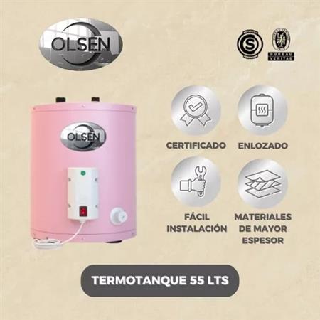 Termotanque Eléctrico OLSEN TEV55R 55 Litros Carga Superior Rosa 