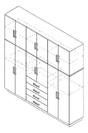 Placard ORLANDI 3552 2 Cuerpos 12 Puertas Wengue 2.12Mts