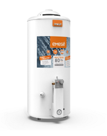 Termotanque EMEGE MG-80 80Lts Multigas Colgar Superior Blanco