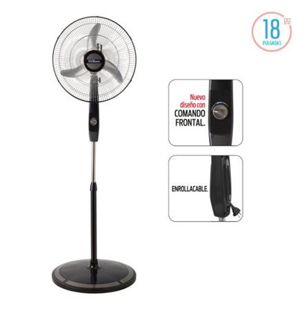 Ventilador LILIANA VPC18M de Pie 18" 3 Velocidades con Cabezal Oscilante/Reclinable 75w