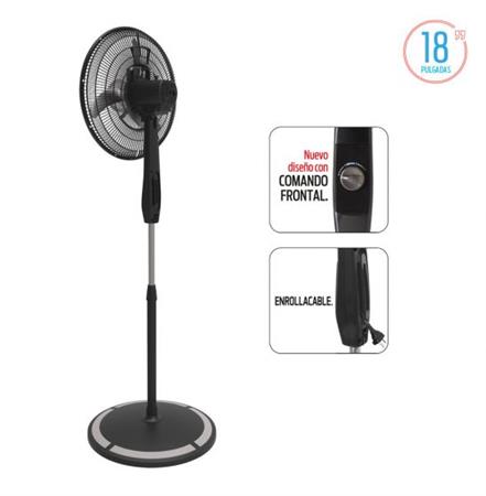 Ventilador LILIANA VPC18M de Pie 18" 3 Velocidades con Cabezal Oscilante/Reclinable 75w