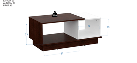 Mesa Centro MOSCONI 56802 Milenial 90×39×45 Venezia 	
