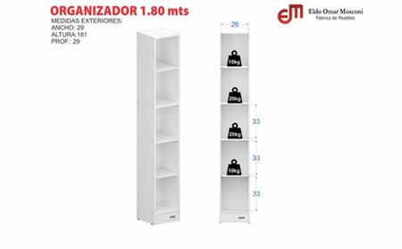 Organizador MOSCONI EXPRESS 10161 1.80 Mts Blanco