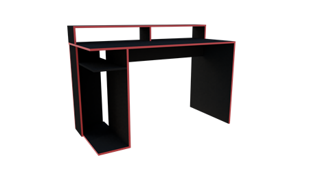 Escritorio Gamer Tables 3047  1,29 m - Negro C/Filo Rojo