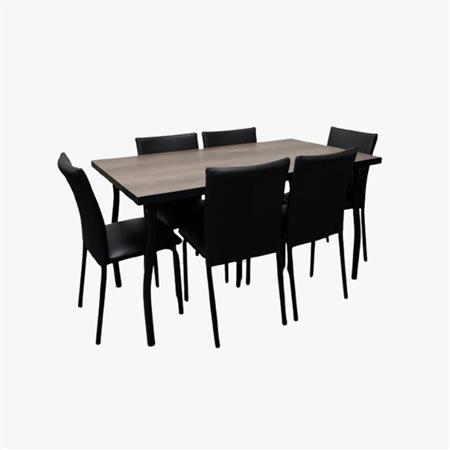 Juego de Mesa DAKOT ZAMBIA y 6 Sillas CANYON negro
