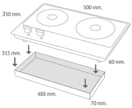 Anafe SIKLA ES3202 de Empotrar o Apoyar de 2 H 2500W Inox
