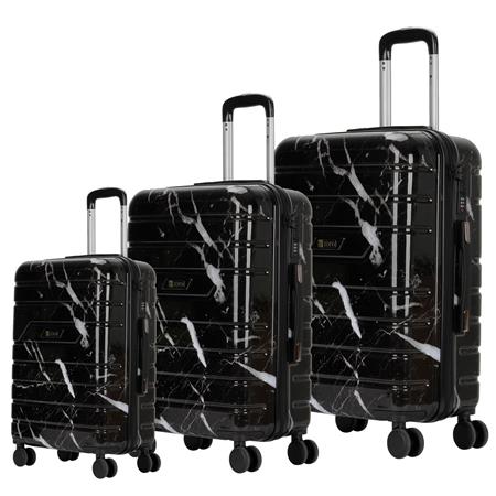 Valijas ZOM Marbled ZL-S628BF Fancy Black Set x 3