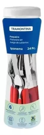 Set de Cubiertos TRAMONTINA 23399/791 Ipanema Rojo 24 Piezas