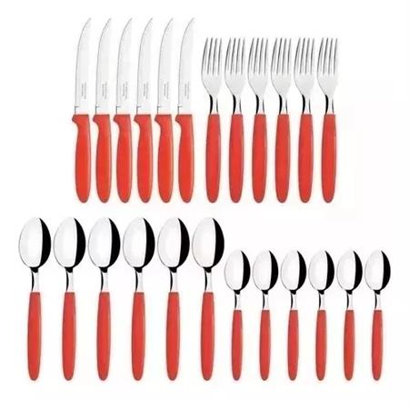 Set de Cubiertos TRAMONTINA 23399/791 Ipanema Rojo 24 Piezas